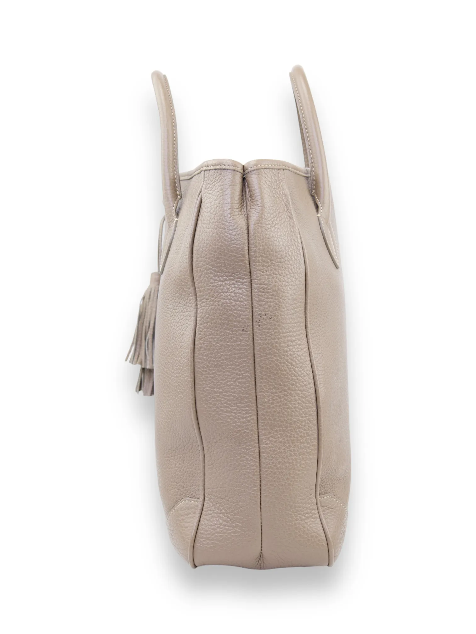 Acate Taupe Grain Leather Tassel Tote Bag