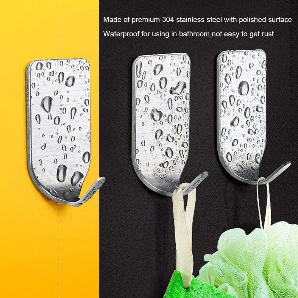 Adhesive Hooks, Heavy Duty Wall Hooks, Stainless Steel Waterproof Hanger for Kitchen, Bathroom, Bags, Towel, Coat, Keys, Robe, Home, Offices(8 Small   8 Big)