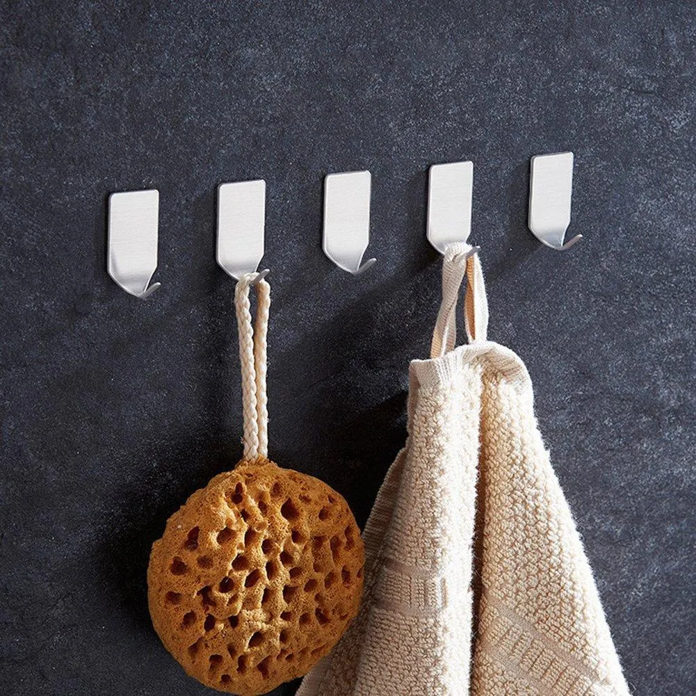 Adhesive Hooks, Heavy Duty Wall Hooks, Stainless Steel Waterproof Hanger for Kitchen, Bathroom, Bags, Towel, Coat, Keys, Robe, Home, Offices(8 Small   8 Big)