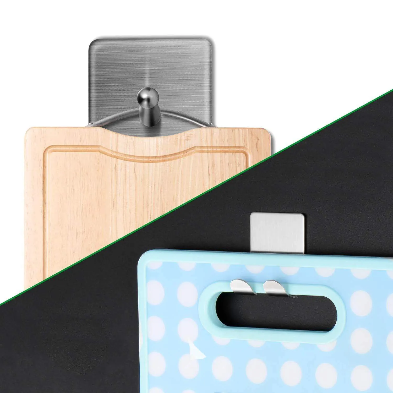 Adhesive Hooks,Stainless Steel Wall Hooks Hanger, 4 Key Hooks and 2 Plug Holder Hook|Double Hooks for Hanging Kitchen Bathroom Office