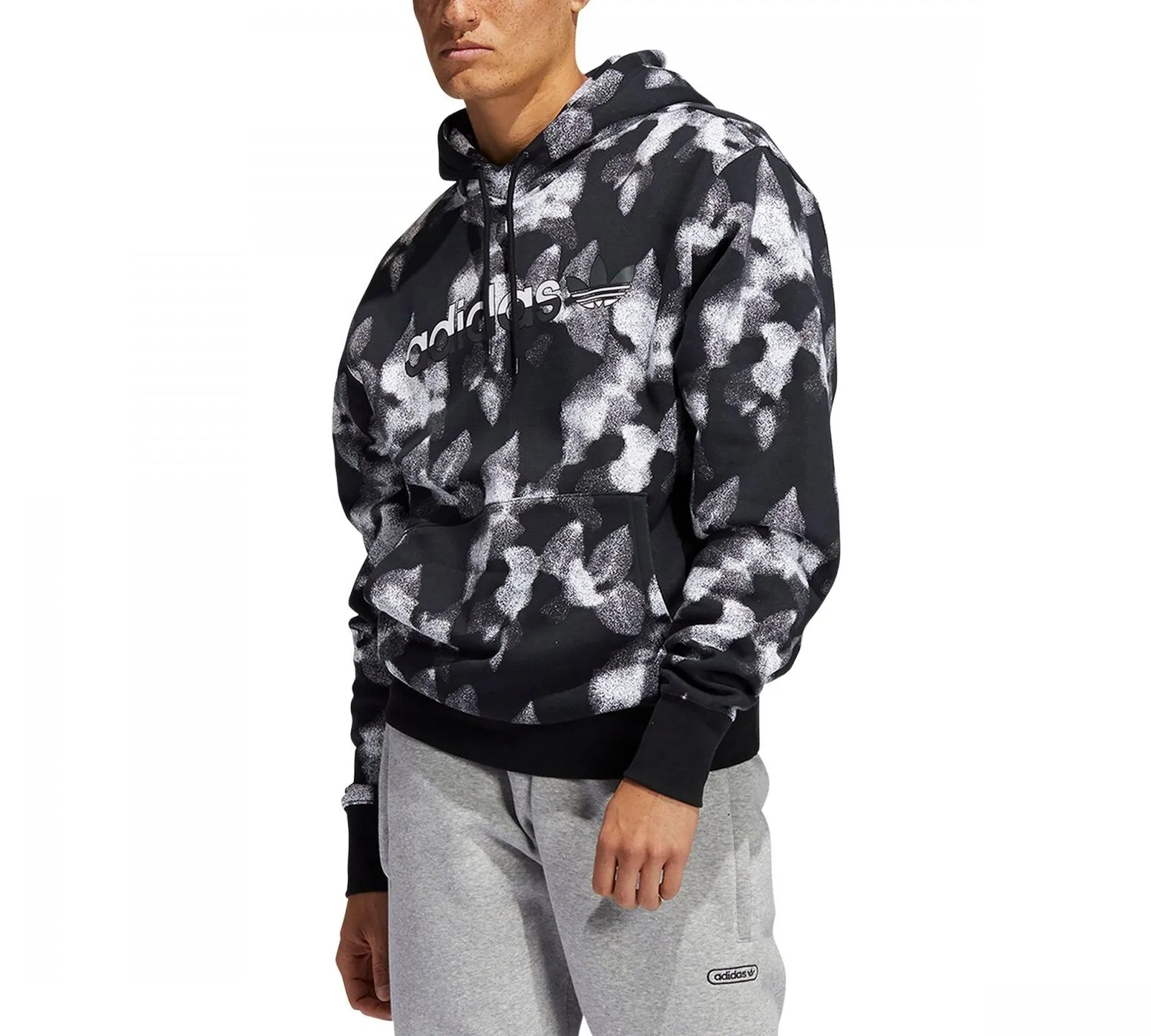 Adidas Men's Winter Leaves Allover Print Sweatshirt Hooded Hoodie