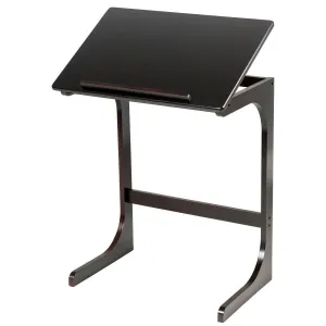 Adjustable C-Shape Couch End Table wth Tilting Top-Brown - Color: Brown