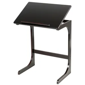 Adjustable C-Shape Couch End Table wth Tilting Top-Brown - Color: Brown