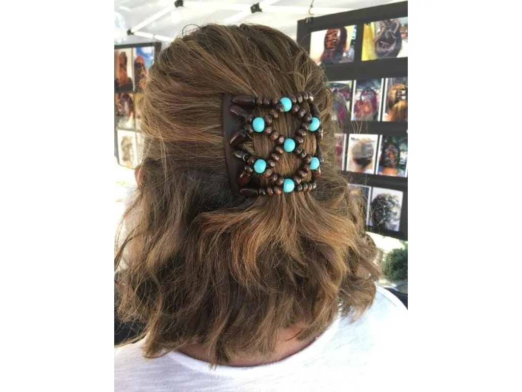 African Butterfly Chameleon Hair Comb - Ndebele Black 52