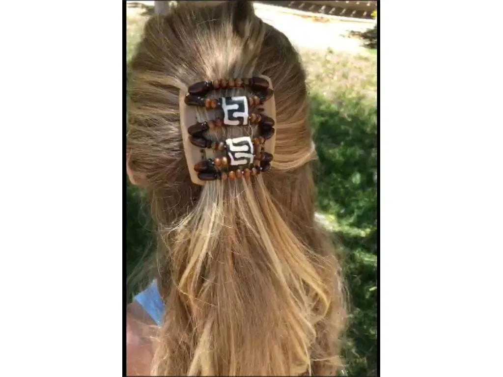 African Butterfly Chameleon Hair Comb - Ndebele Black 52