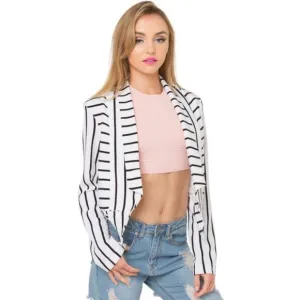 AKIRA Break the Silence Striped Blazer White &amp; Black, Small