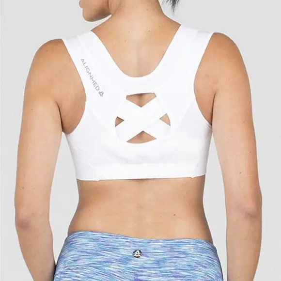 AlignMed Women Posture Sports Bra White and Gray