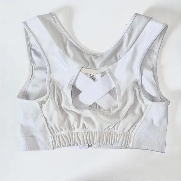 AlignMed Women Posture Sports Bra White and Gray