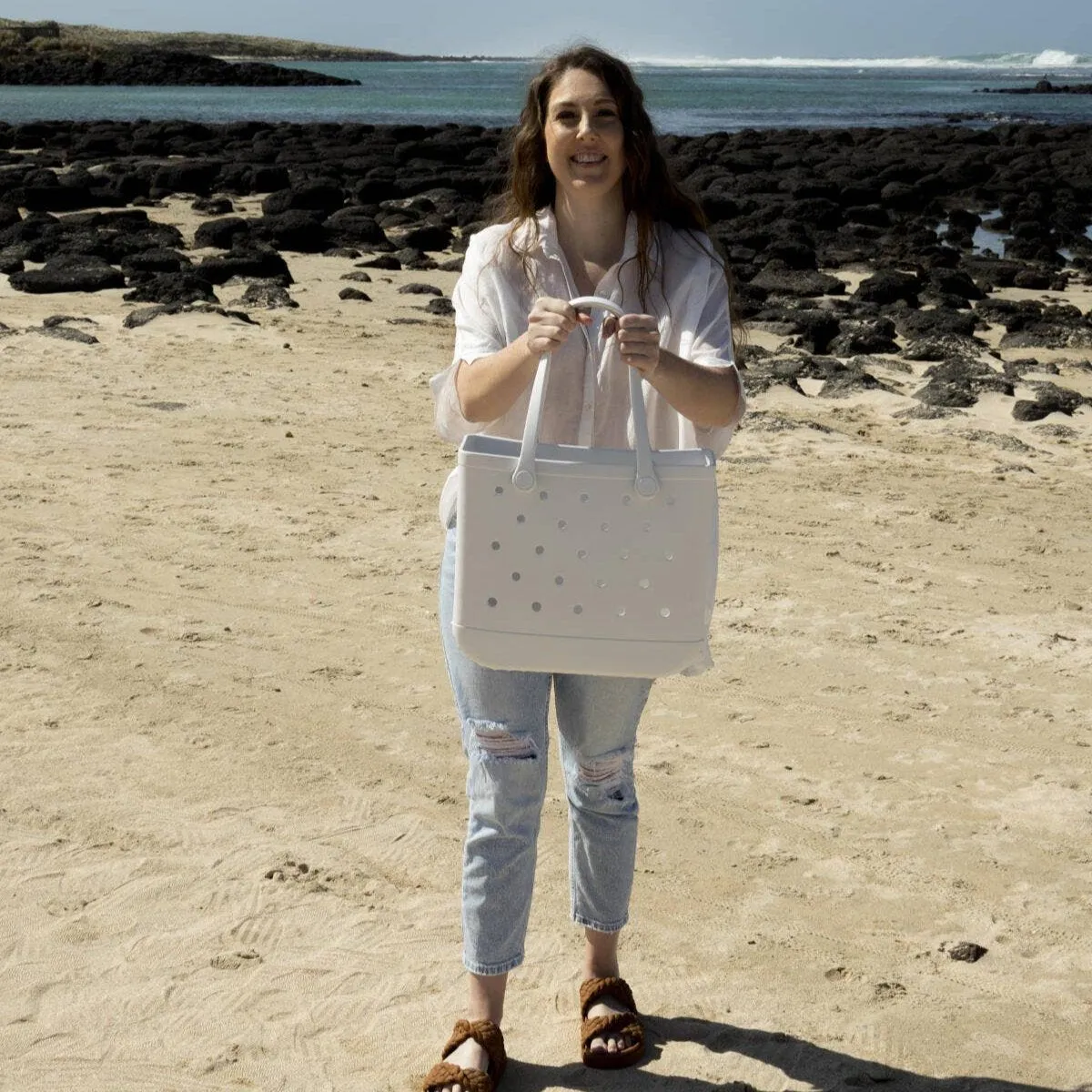 Aloha Vegan Tote Bag | Medium | White