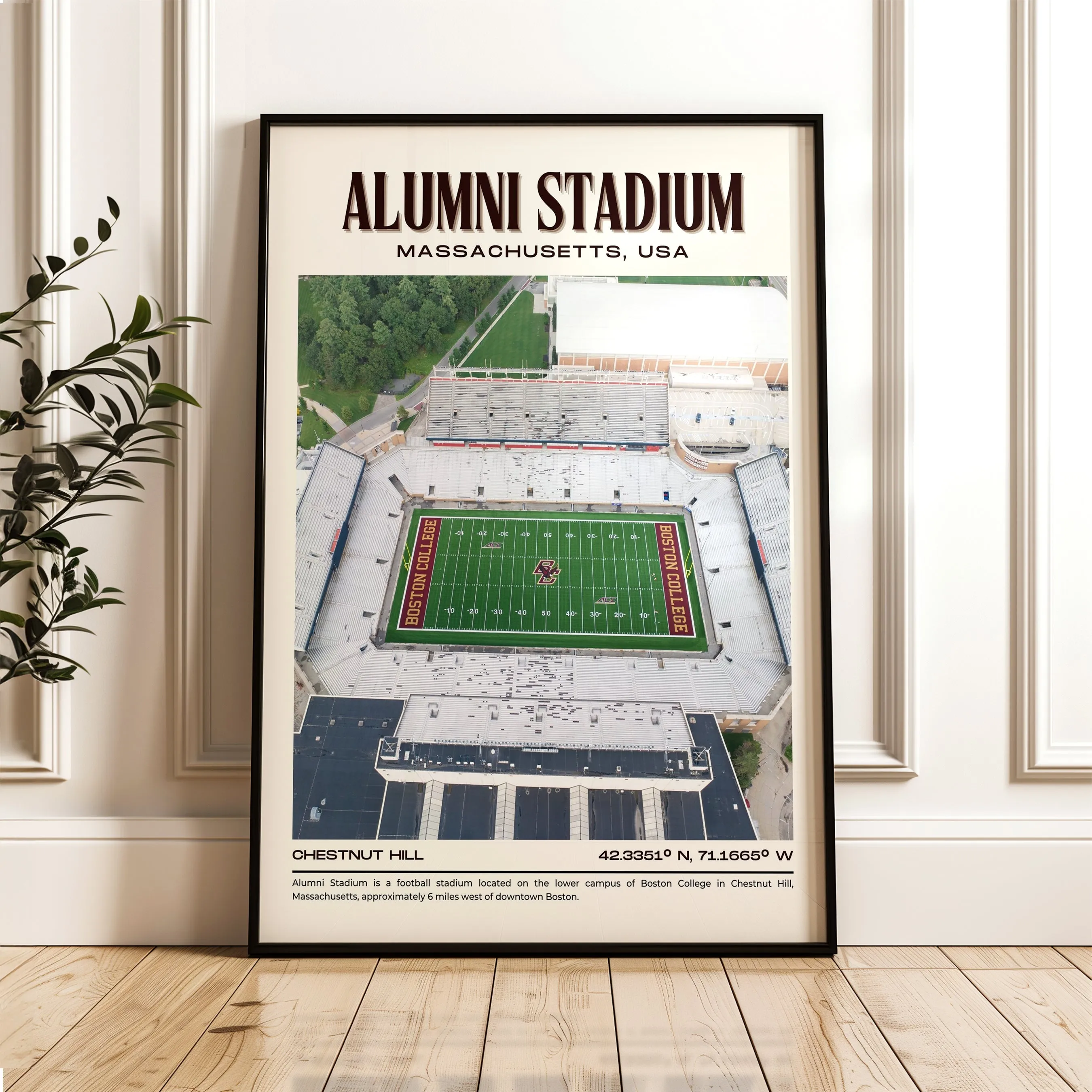 Alumni Stadium Football Retro Wall Art