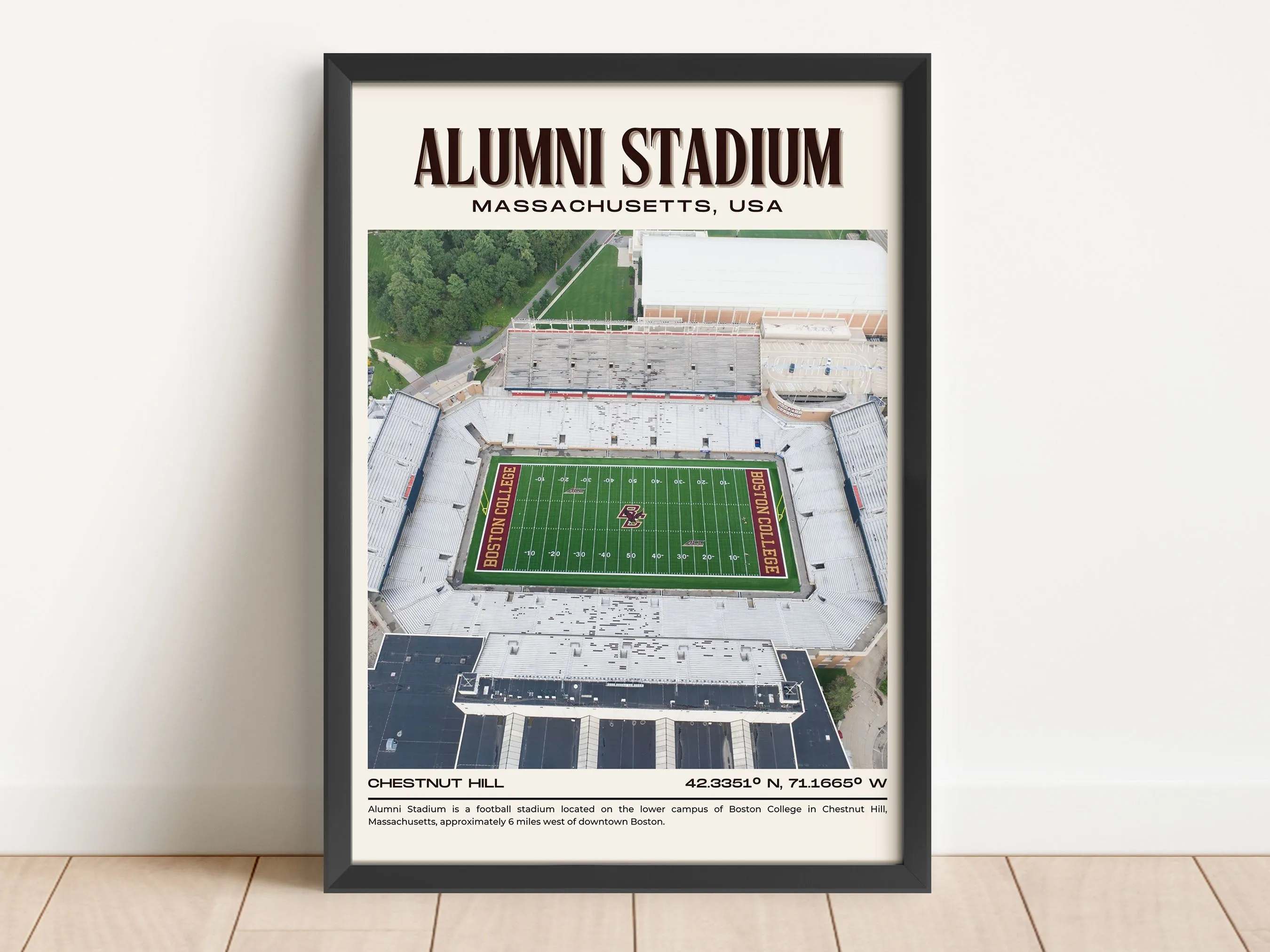 Alumni Stadium Football Retro Wall Art