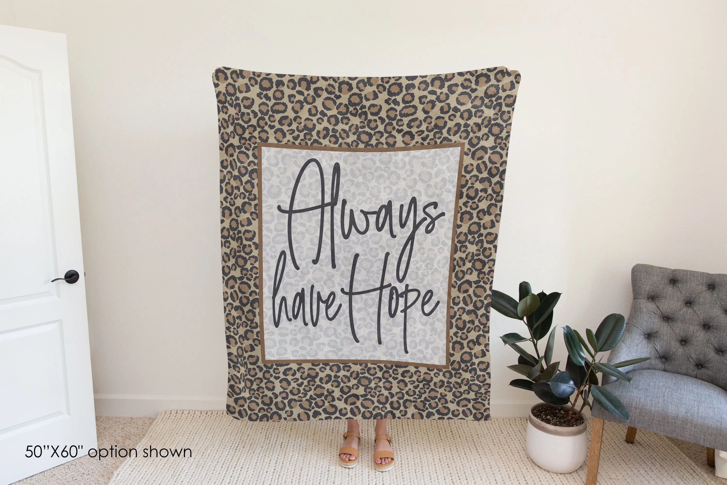 Always Have Hope Leopard Print Inspirational Blanket | Positive Affirmations Blanket
