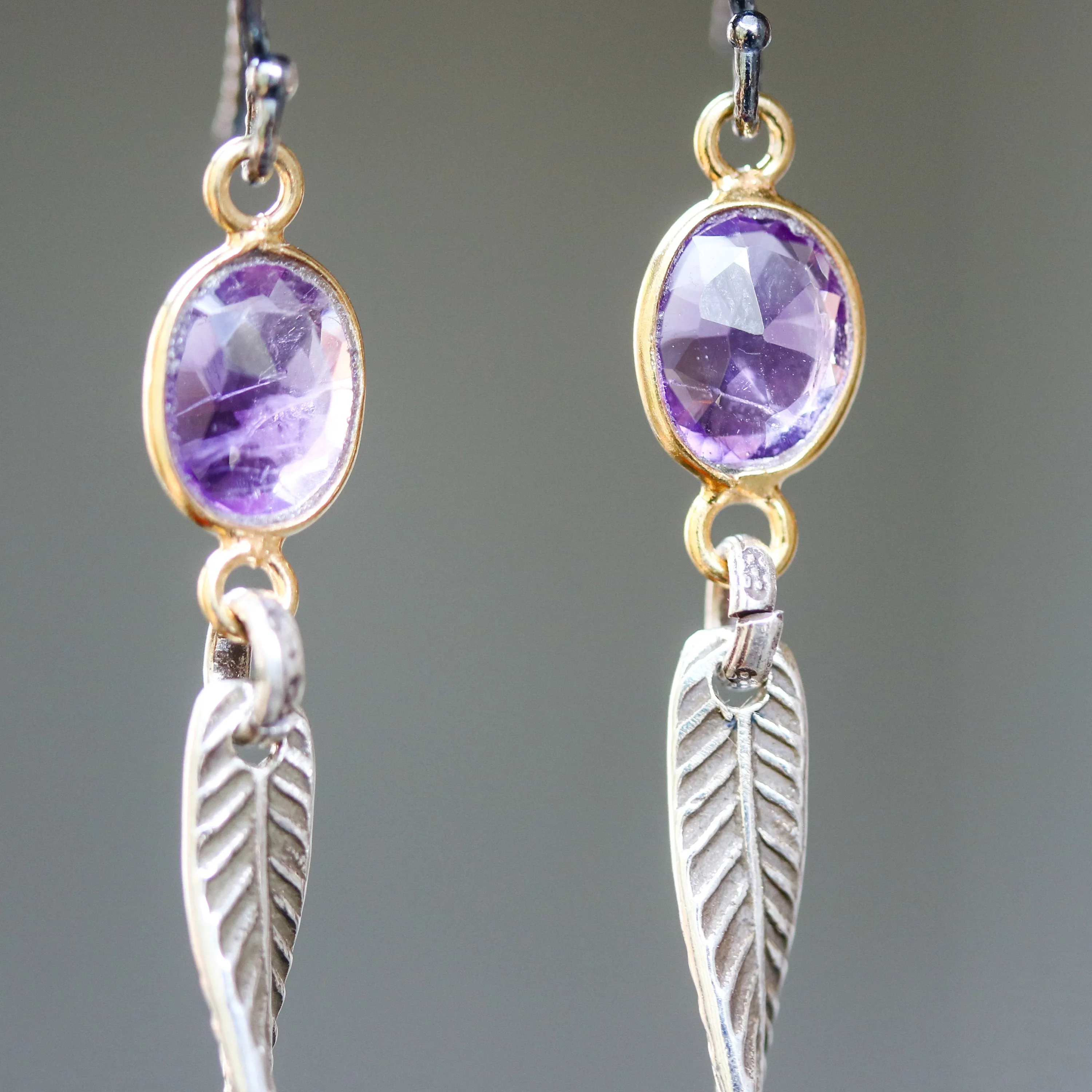 Amethyst drop earrings, Silver drop earrings, amethyst dangle earrings, boho earrings, February birthstone earrings