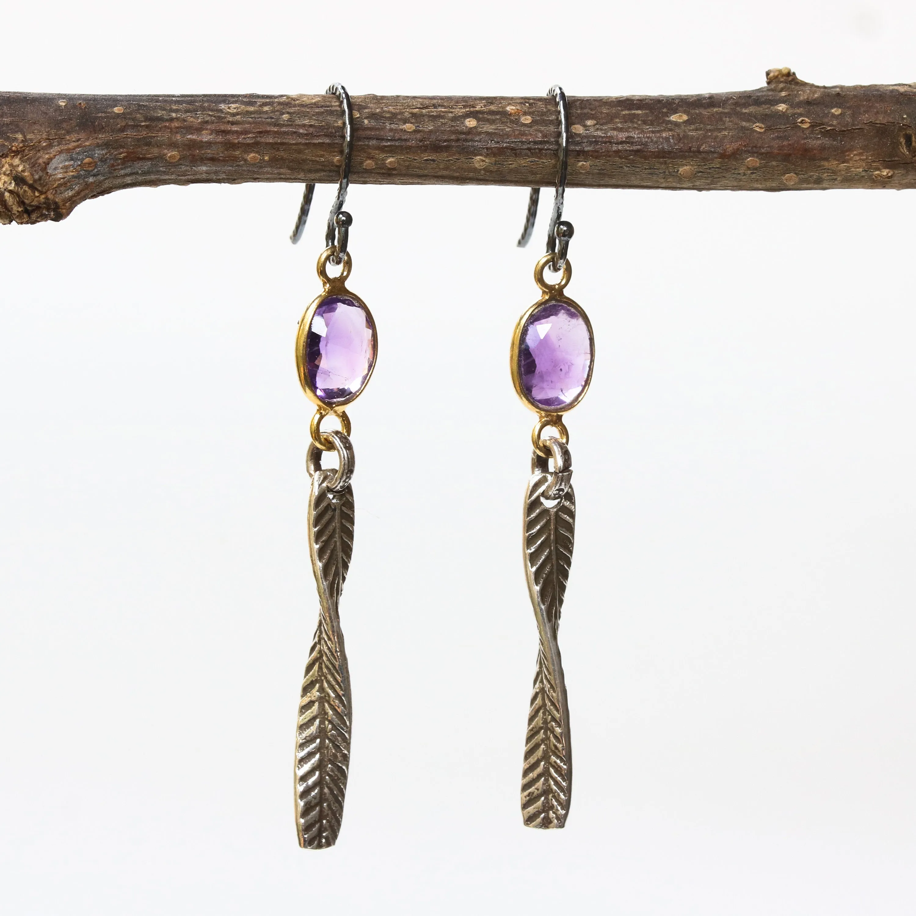Amethyst drop earrings, Silver drop earrings, amethyst dangle earrings, boho earrings, February birthstone earrings