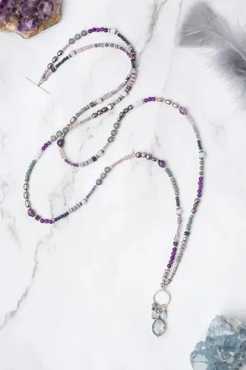 Anne Vaughan Reflections 23.75 Or 46.5" Crystal, Czech Glass, Blue Lace Agate Statement Necklace