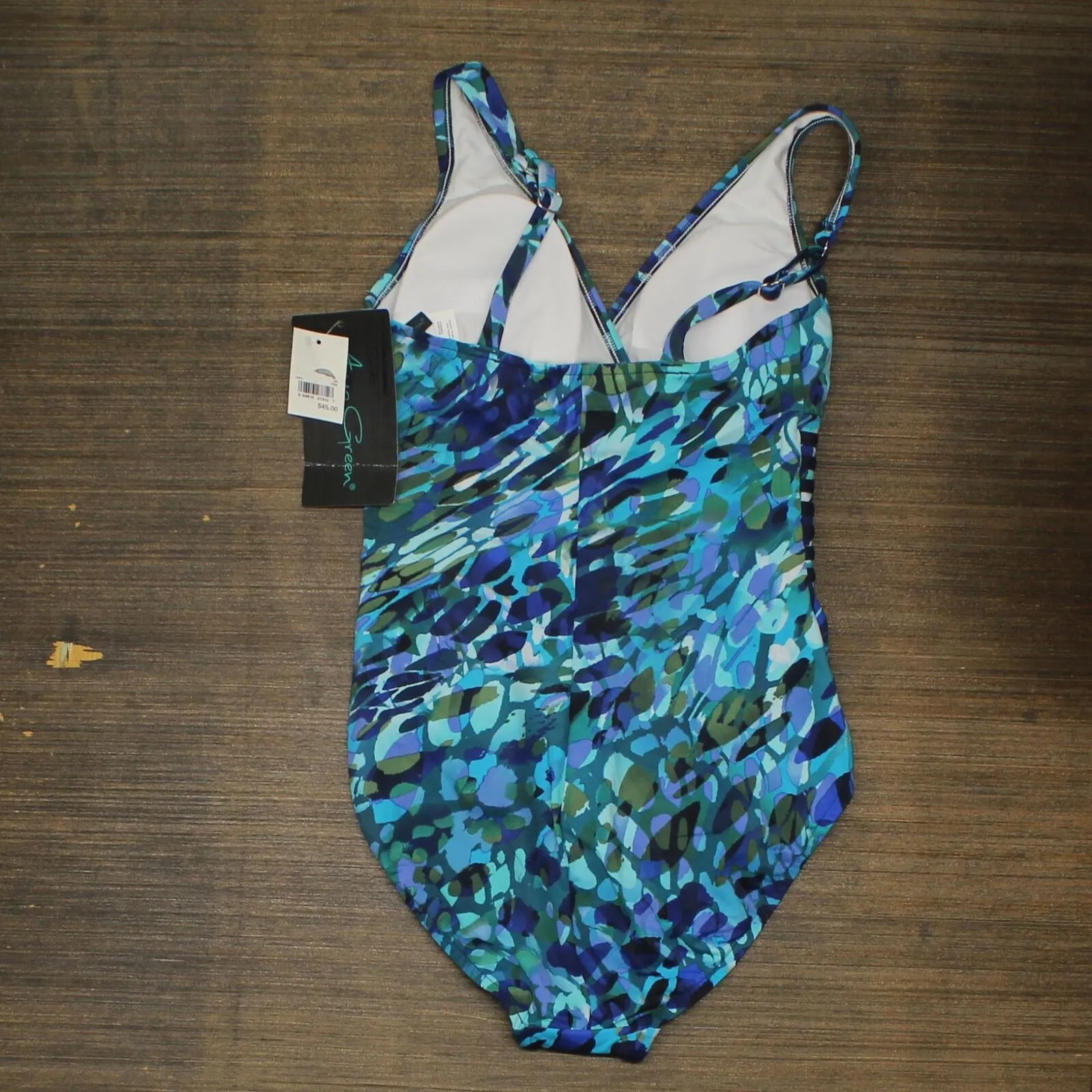 Aqua Green Waist Detail Over the Shoulder One Piece Swimsuit