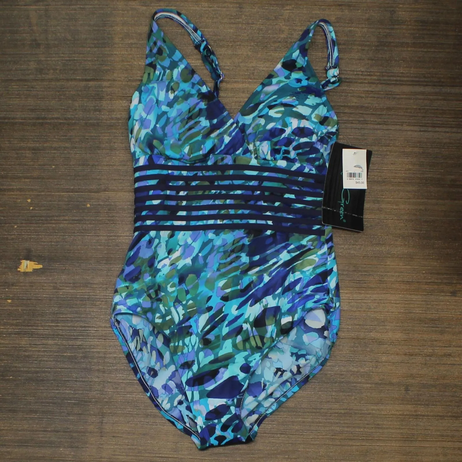 Aqua Green Waist Detail Over the Shoulder One Piece Swimsuit