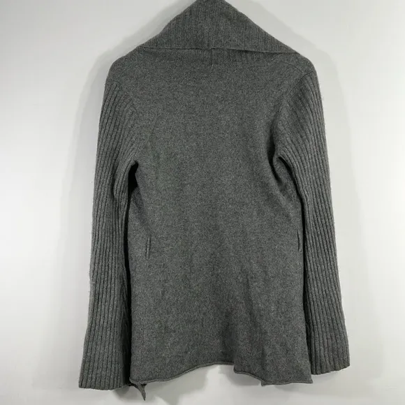 Aqua M 100% Cashmere Gray Bell Sleeve Open Cardigan Long Line Sweater