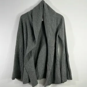 Aqua M 100% Cashmere Gray Bell Sleeve Open Cardigan Long Line Sweater
