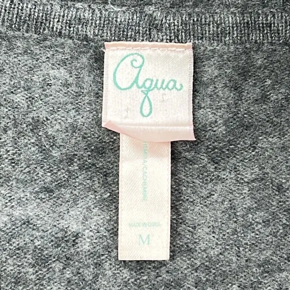 Aqua M 100% Cashmere Gray Bell Sleeve Open Cardigan Long Line Sweater