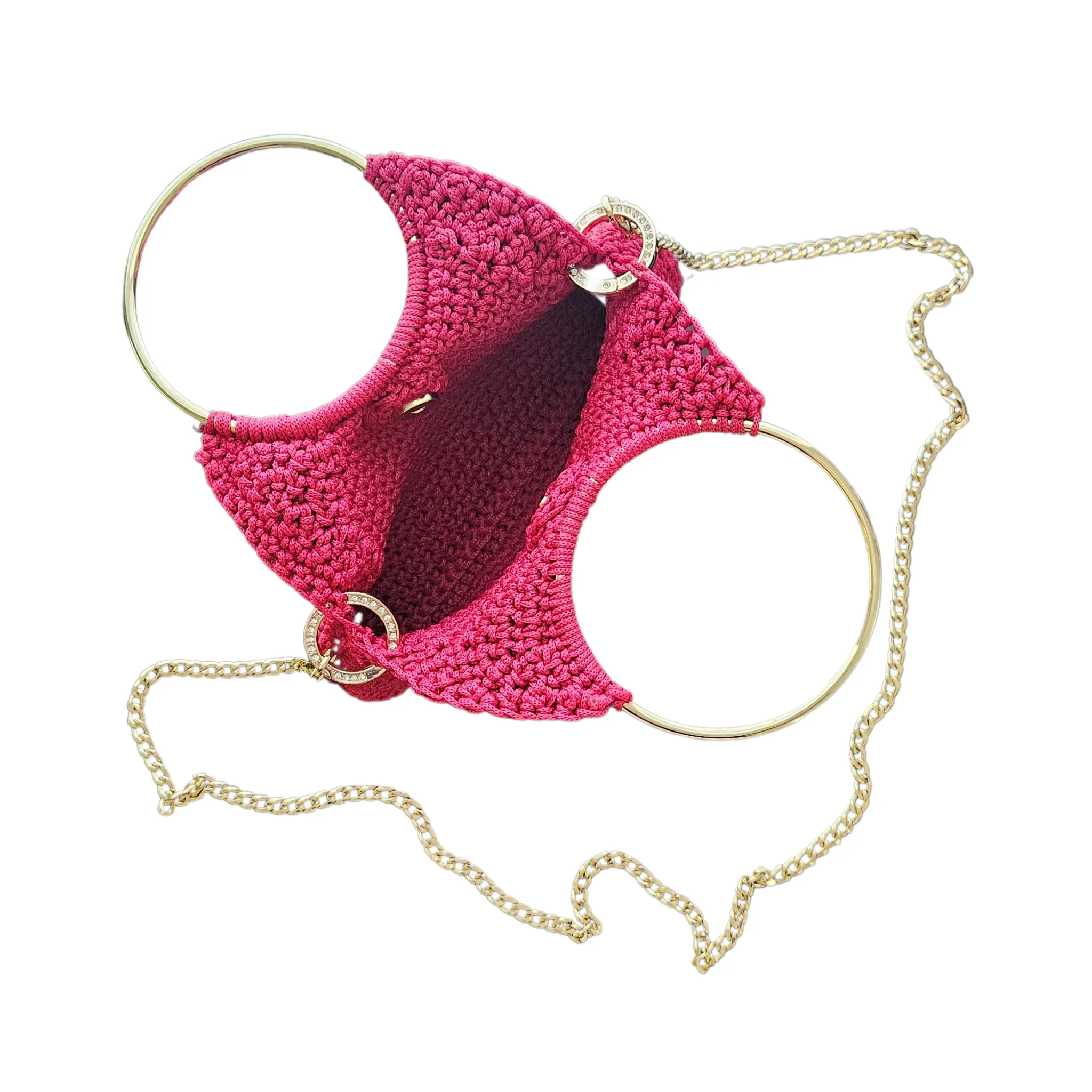 Arco Luxe Crochet Bag – Handcrafted Macrame Crossbody with Gold Accents