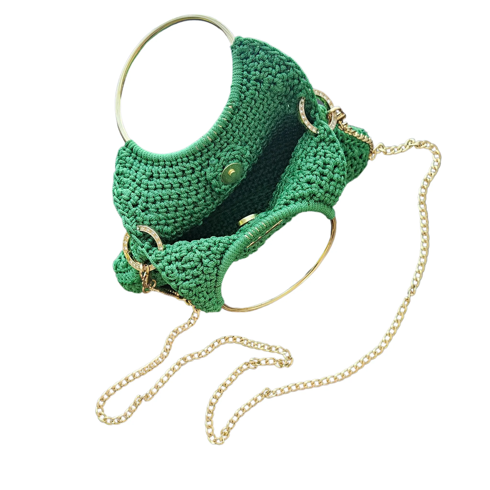 Arco Luxe Crochet Bag – Handcrafted Macrame Crossbody with Gold Accents