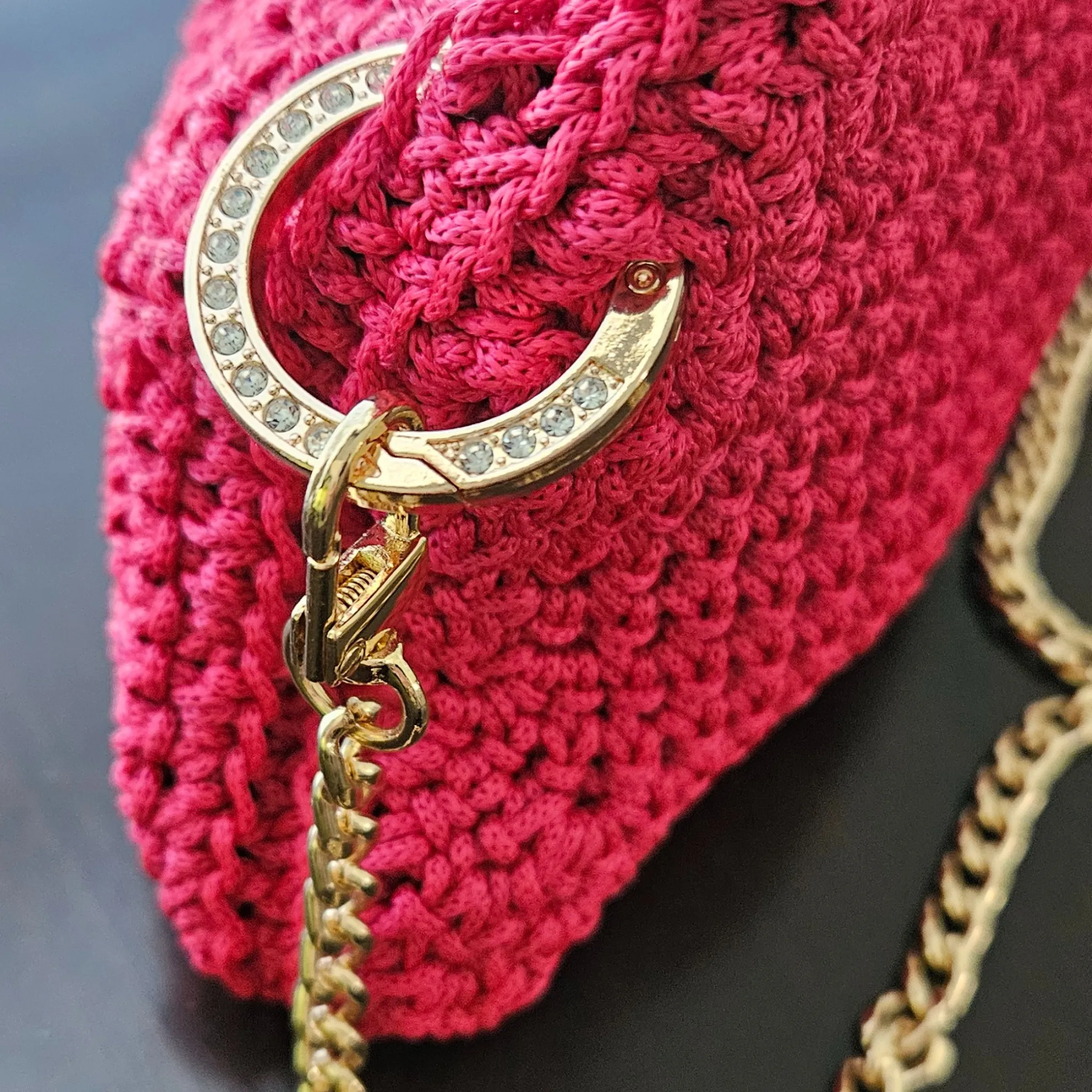 Arco Luxe Crochet Bag – Handcrafted Macrame Crossbody with Gold Accents
