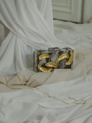 Artisanal Escala Chain clutch - Marble Mist