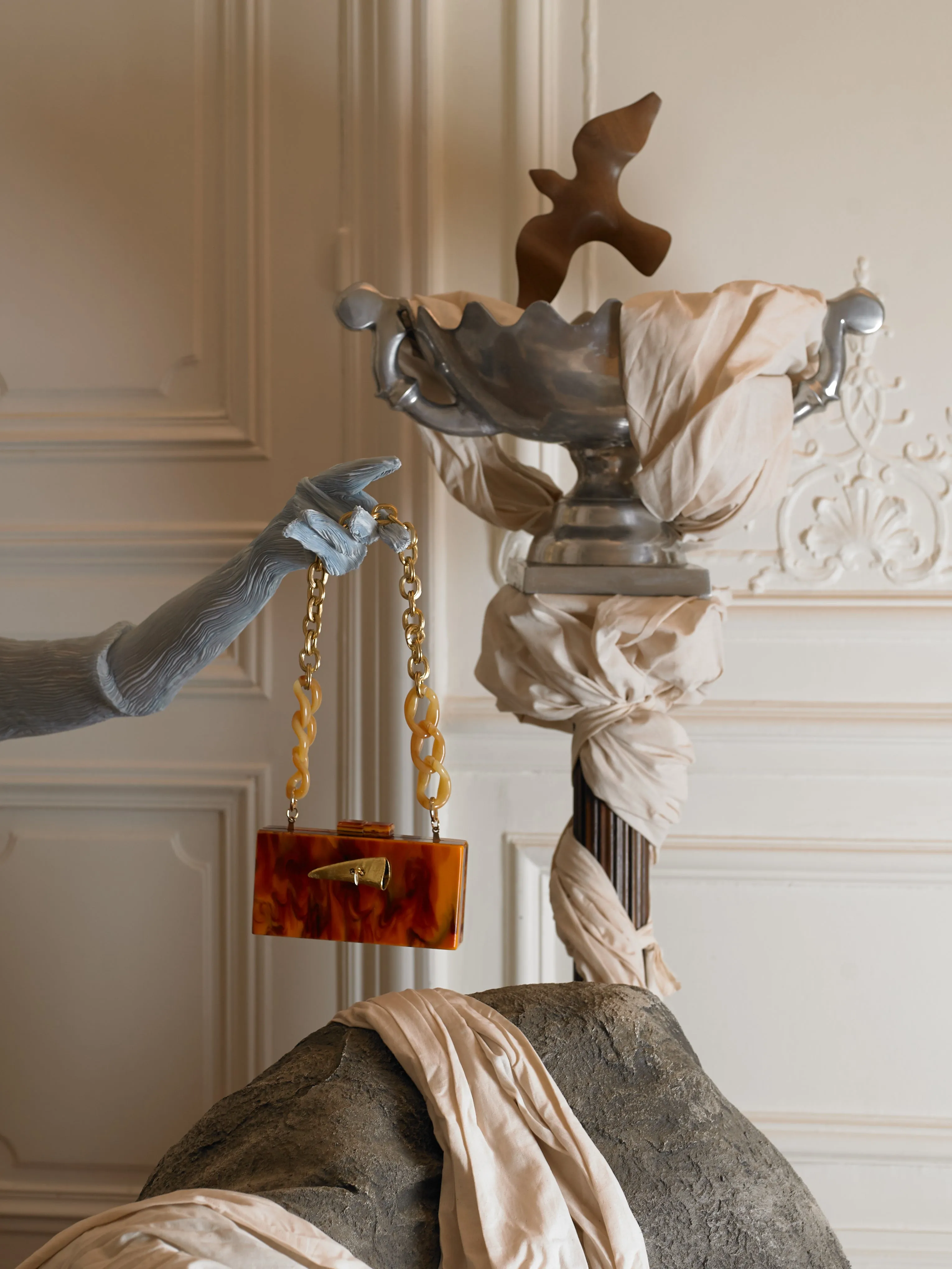 Artisanal Gaia Chain clutch - Marble Flame