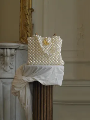 Artisanal Luna Pearl Clutch - Pearl/Gold
