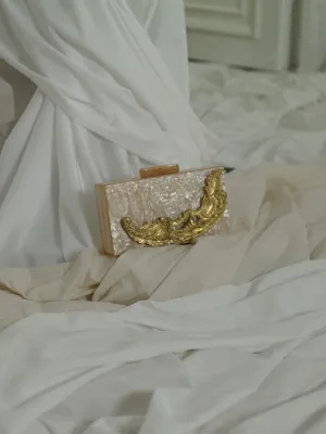 Artisanal Moulure Clutch - Coral Pearl