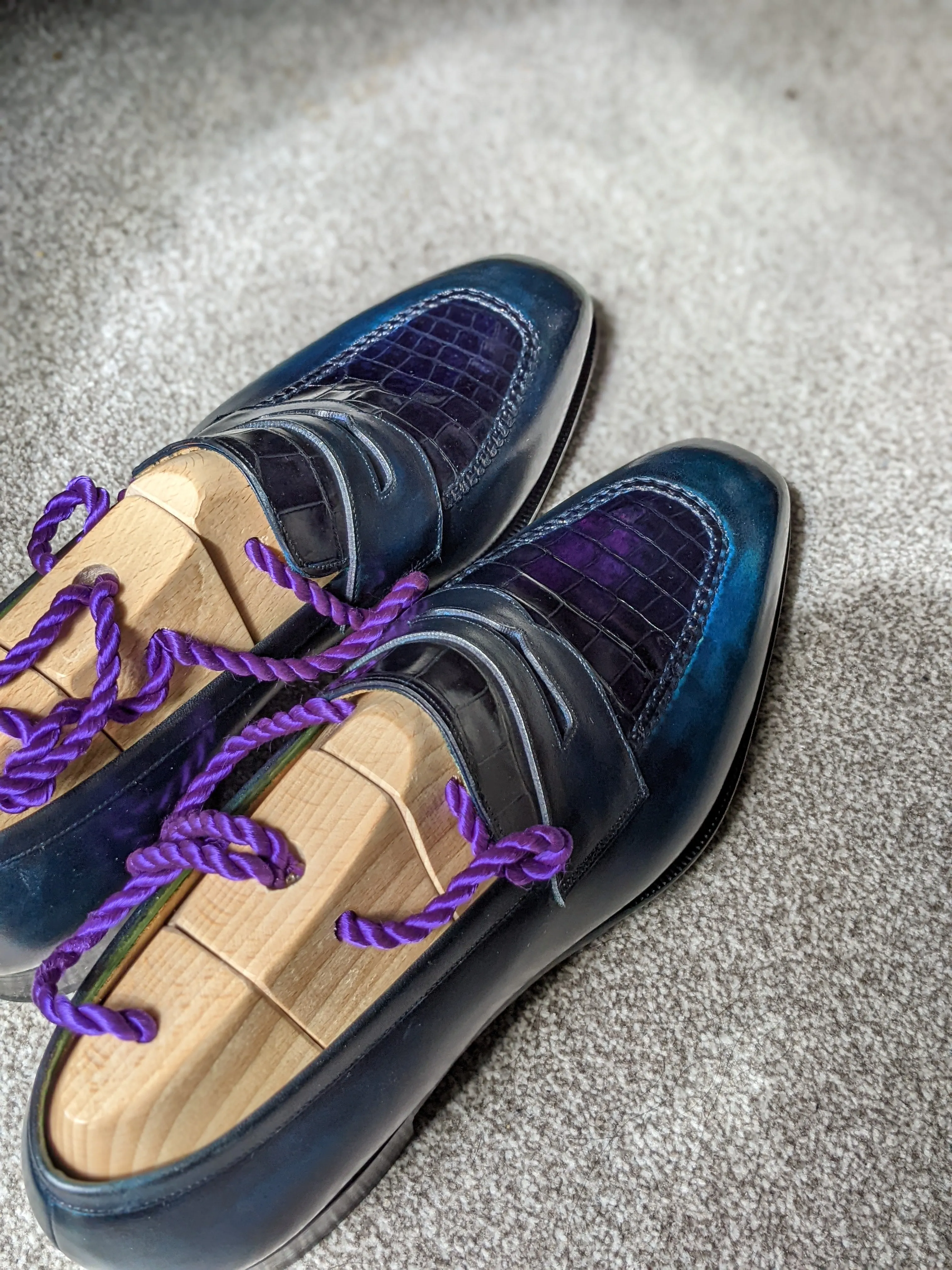 Ascot Sinatra - Blue Calf & Navy Crocodile