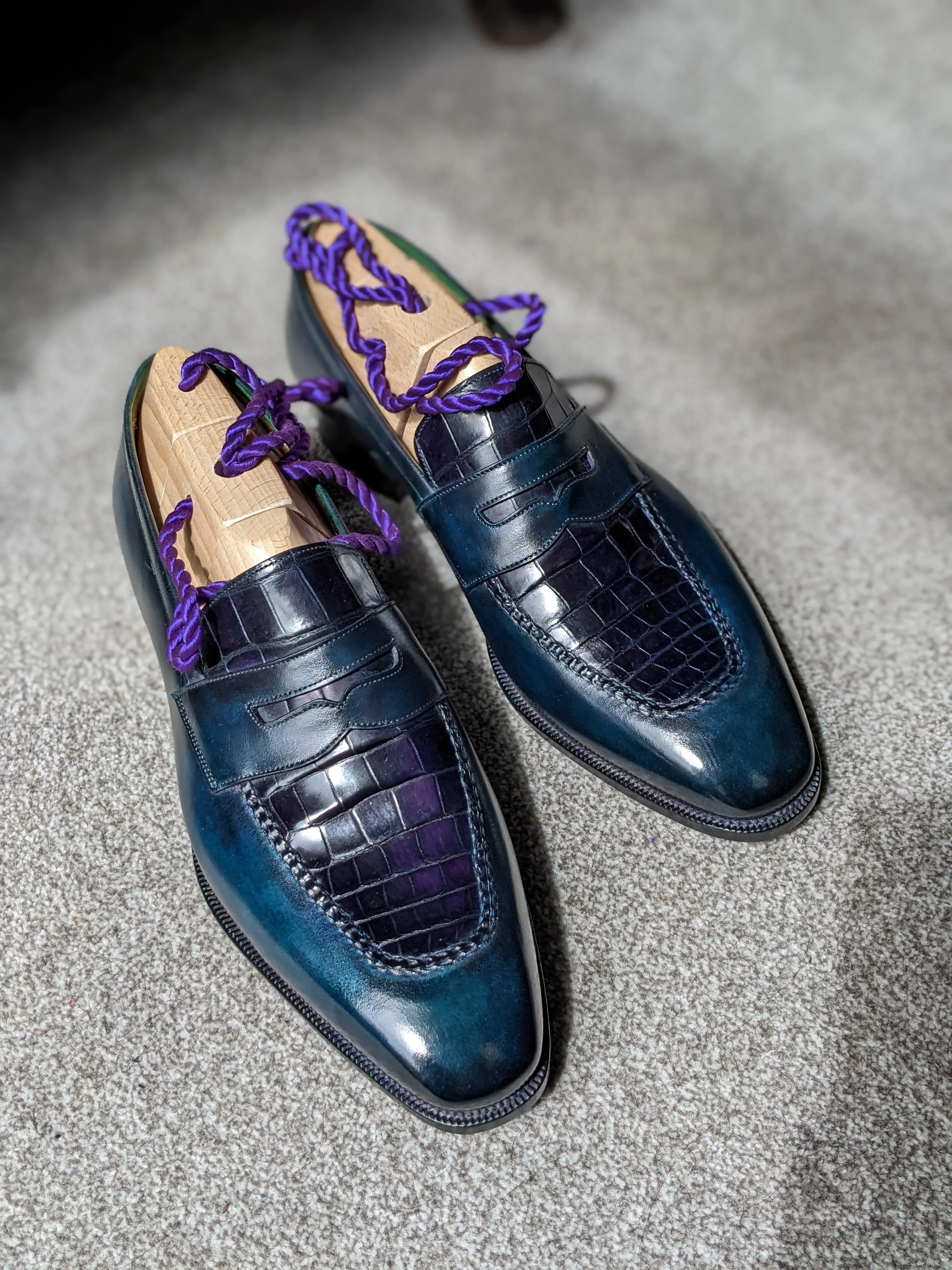 Ascot Sinatra - Blue Calf & Navy Crocodile
