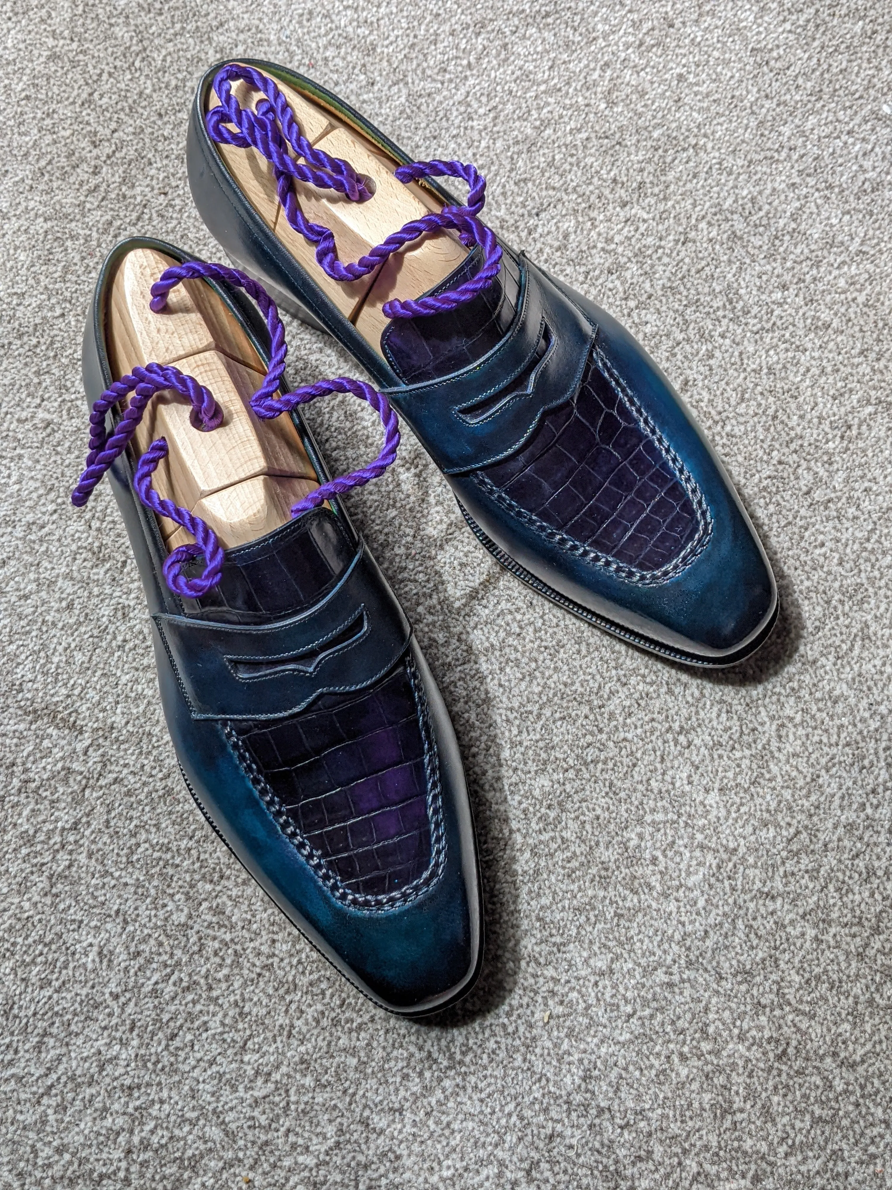 Ascot Sinatra - Blue Calf & Navy Crocodile