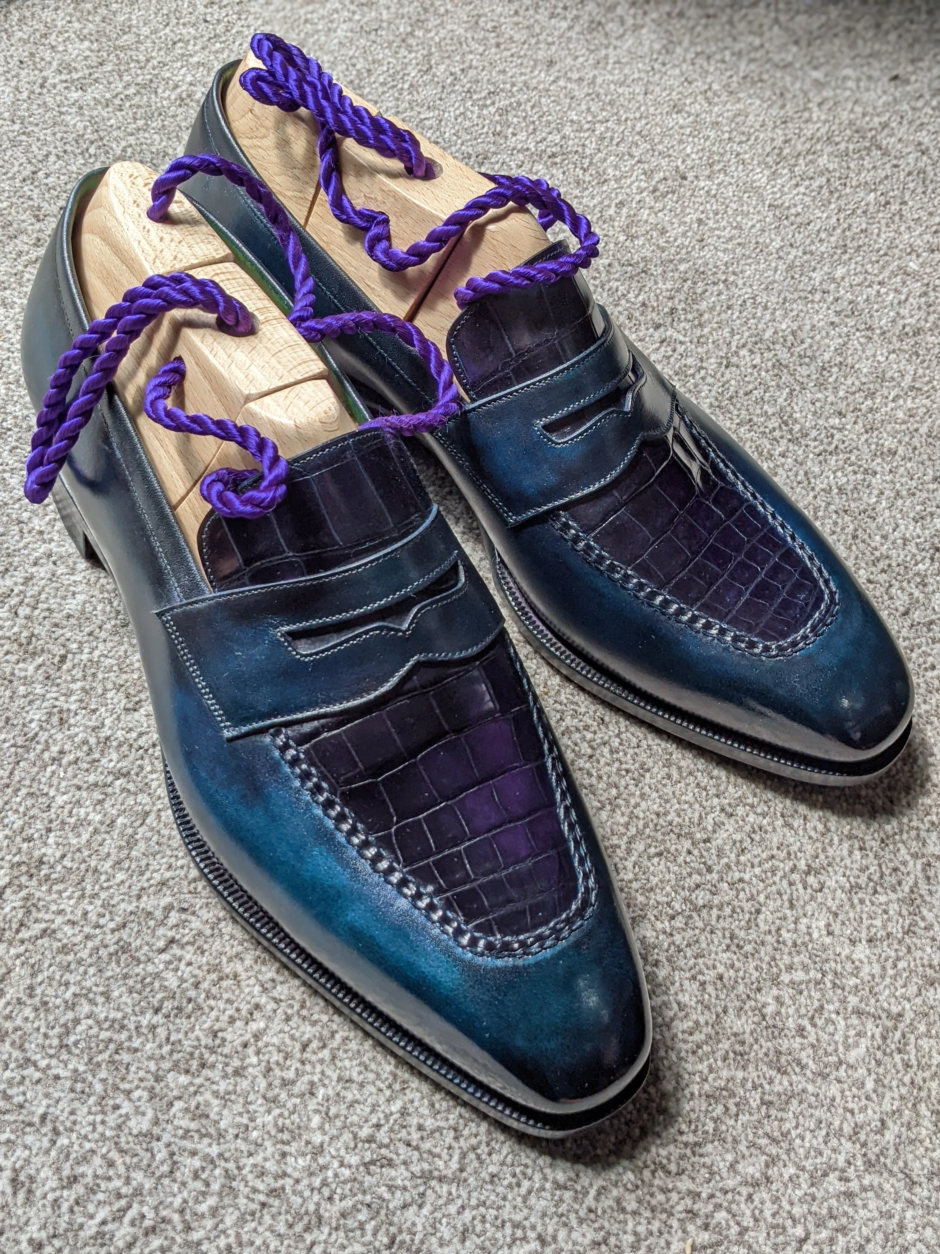 Ascot Sinatra - Blue Calf & Navy Crocodile