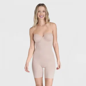 Assets By SPANX Women's Strapless Cupped Midthigh Bodysuit