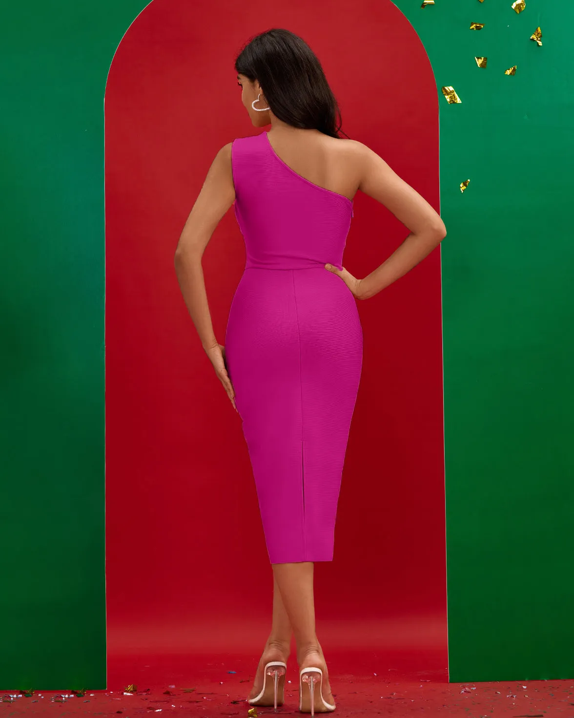 Asymmetric Midi Bandage Dress