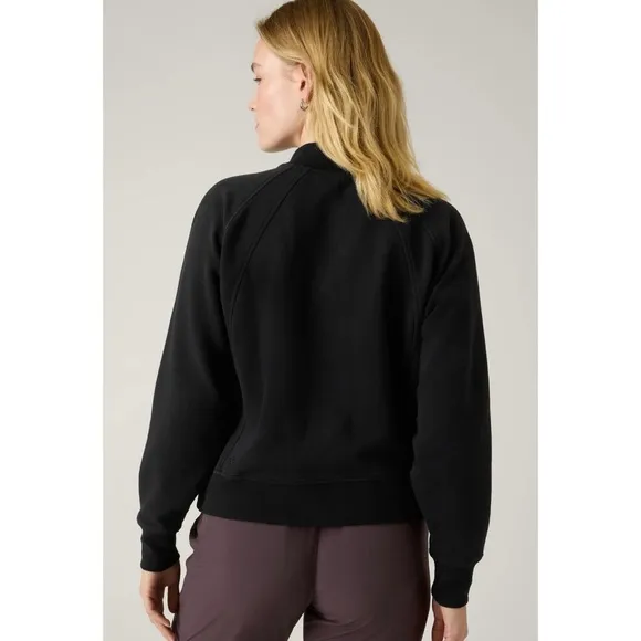 Athleta Retroplush Bomber Jacket Black Large Tall