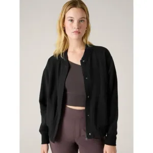 Athleta Retroplush Bomber Jacket Black Large Tall