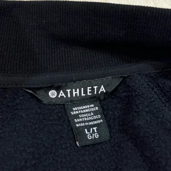 Athleta Retroplush Bomber Jacket Black Large Tall
