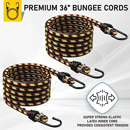 AUGO Ratchet Tie Down Straps –4 PK– 15 FT – 2,200 LB Break Strength – Safety Lock S Hooks –for Moving Cargo, Appliances, Lawn Equipment, Motorcycle – Includes 2 Bungee Cords, 4 Soft Loops, Storage Bag