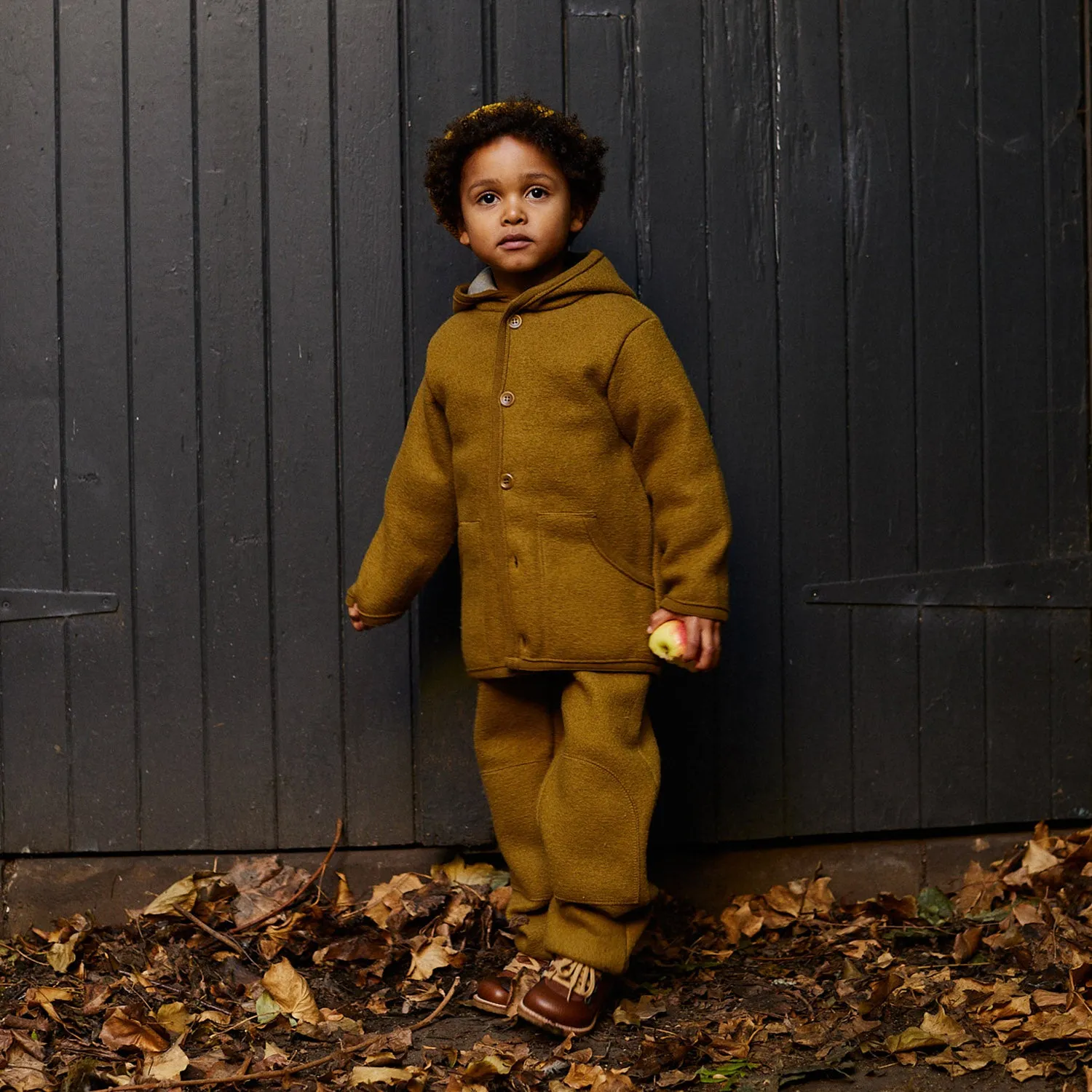 Baby & Kids Boiled Merino Wool Pocket Dungarees - Gold