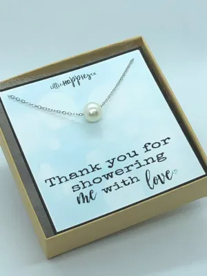 Baby shower hostess gift, baby boy shower hostess thank you gift, baby girl shower host gifts, gender reveal freshwater pearl necklaces