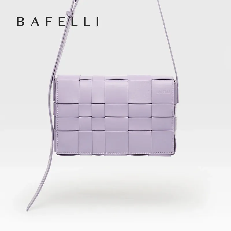 BAFELLI HANDBAG 2025 NEW WOVEN FASHION GENUINE LEATHER BOX BAG SHOULDER CROSSBODY PURSE WOMEN'S FEMALE LUXURY BRAND CLASSICAL