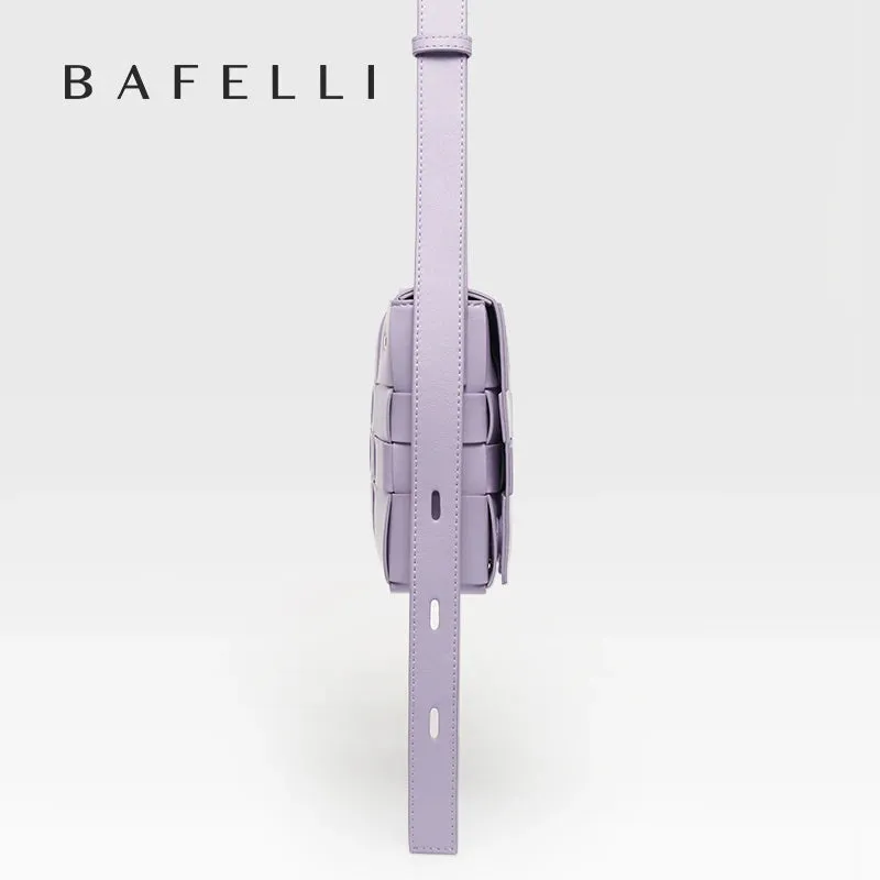 BAFELLI HANDBAG 2025 NEW WOVEN FASHION GENUINE LEATHER BOX BAG SHOULDER CROSSBODY PURSE WOMEN'S FEMALE LUXURY BRAND CLASSICAL