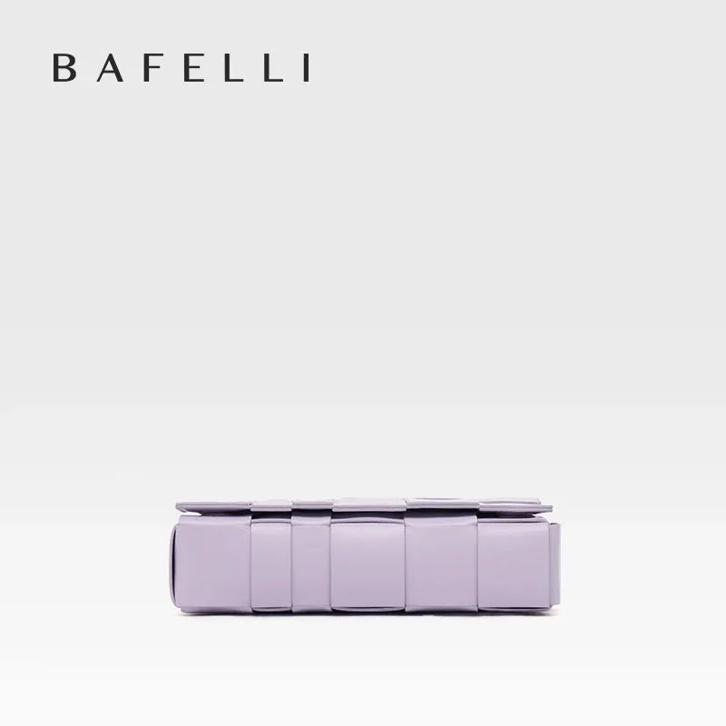 BAFELLI HANDBAG 2025 NEW WOVEN FASHION GENUINE LEATHER BOX BAG SHOULDER CROSSBODY PURSE WOMEN'S FEMALE LUXURY BRAND CLASSICAL