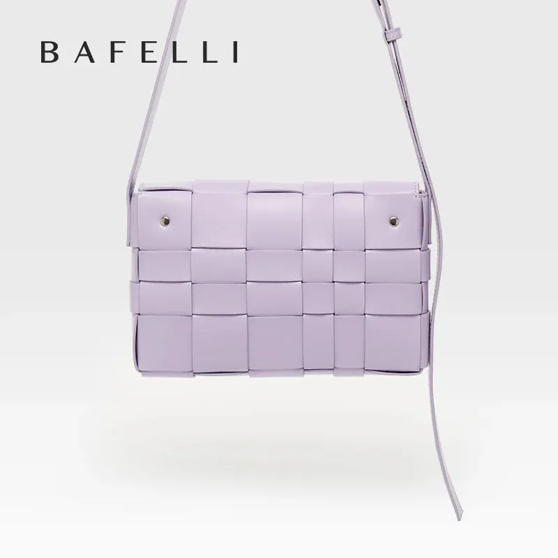 BAFELLI HANDBAG 2025 NEW WOVEN FASHION GENUINE LEATHER BOX BAG SHOULDER CROSSBODY PURSE WOMEN'S FEMALE LUXURY BRAND CLASSICAL