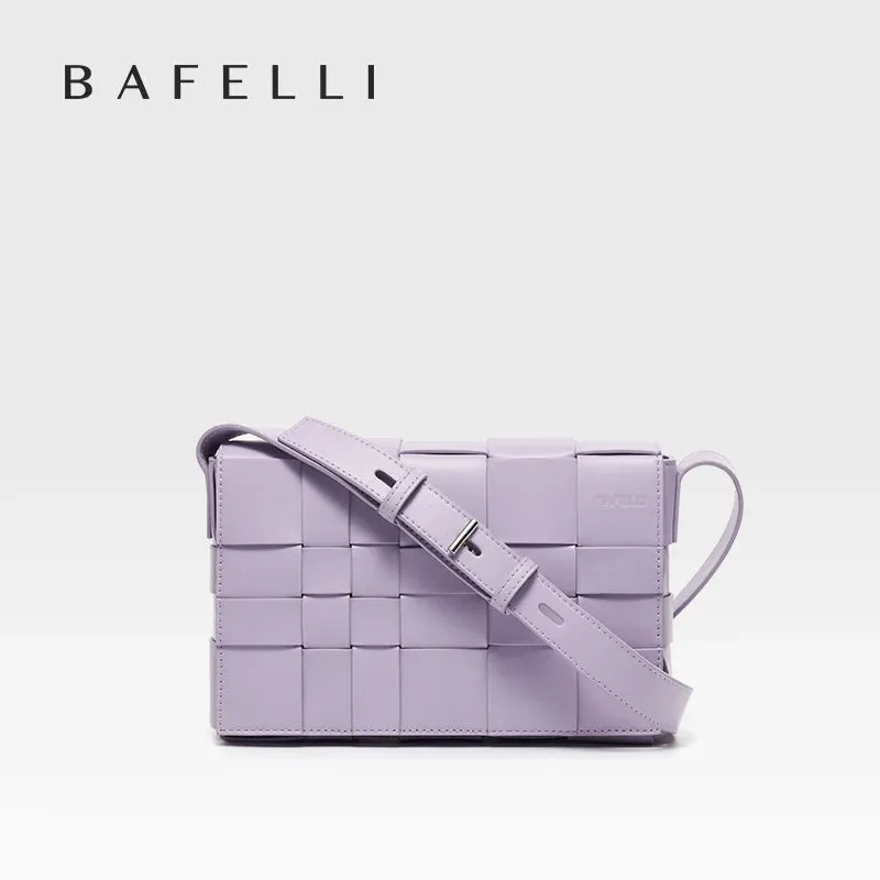 BAFELLI HANDBAG 2025 NEW WOVEN FASHION GENUINE LEATHER BOX BAG SHOULDER CROSSBODY PURSE WOMEN'S FEMALE LUXURY BRAND CLASSICAL