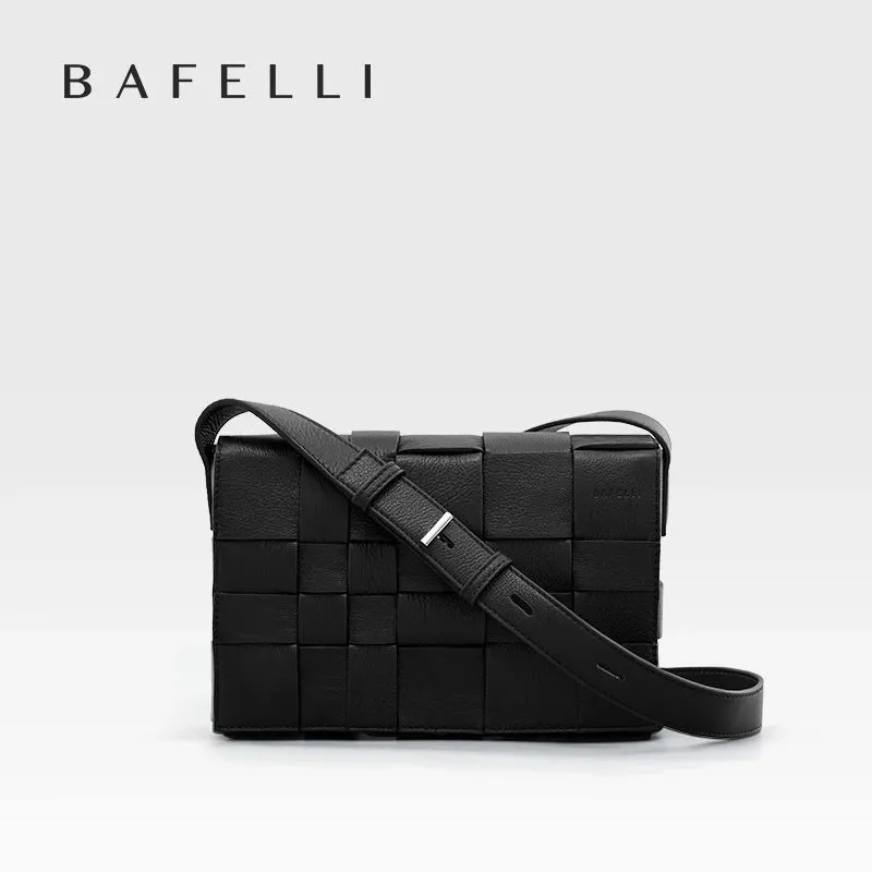 BAFELLI HANDBAG 2025 NEW WOVEN FASHION GENUINE LEATHER BOX BAG SHOULDER CROSSBODY PURSE WOMEN'S FEMALE LUXURY BRAND CLASSICAL