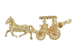 Bahamas Horse Drawn Carriage Movable Vintage Charm in 9 Karat Gold